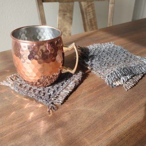 Boho Fringe Mug Rug Coasters (6) - Warm Ombre Dark